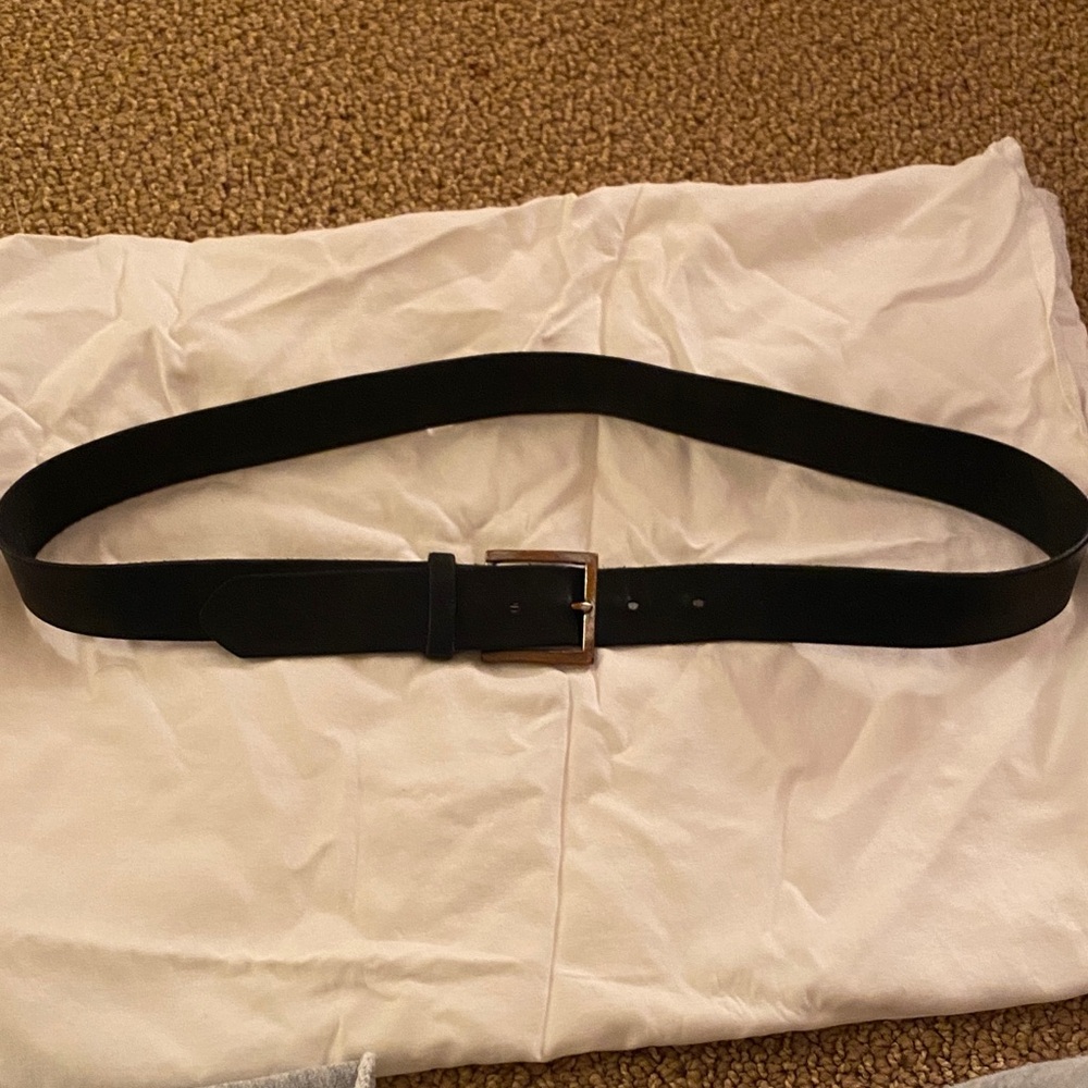 Vintage banana republic Black Leather Belt with Silver Buckle size 34